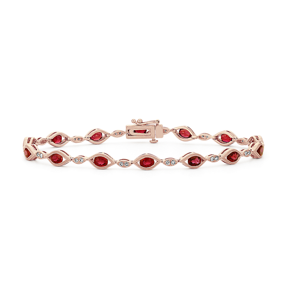 3.60 ct tgw Ruby and Diamond Bracelet (7'')