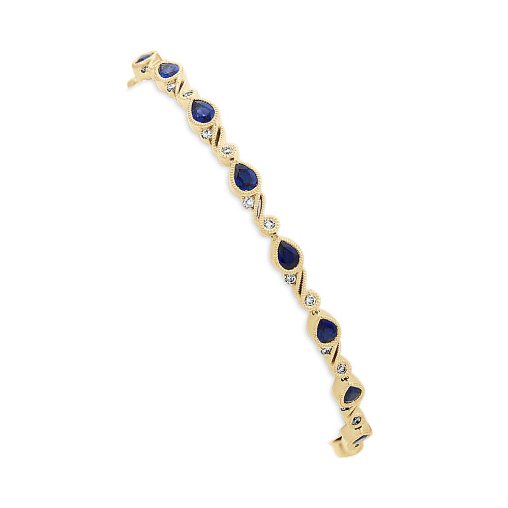 3 1/2 ct. t.g.w. Traditional Blue Sapphire and Diamond Bracelet (7 in)