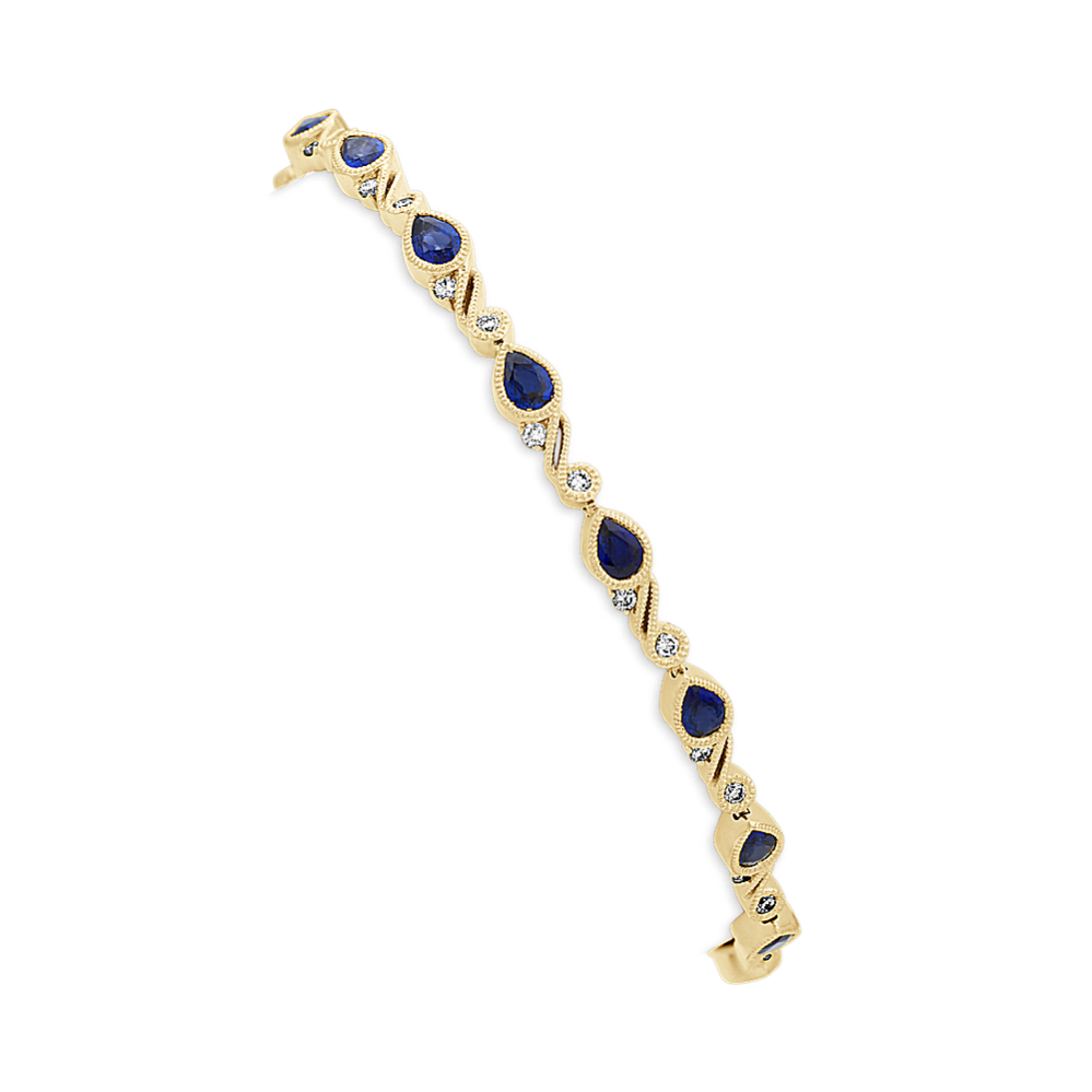 3 1/2 ct. t.g.w. Traditional Blue Sapphire and Diamond Bracelet (7'')