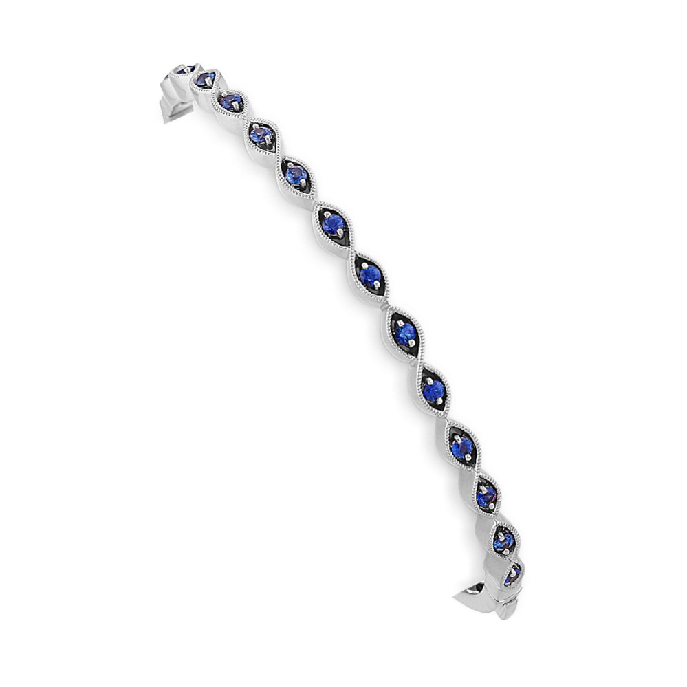 Vintage Traditional blue Sapphire Bangle Bracelet (7 in)