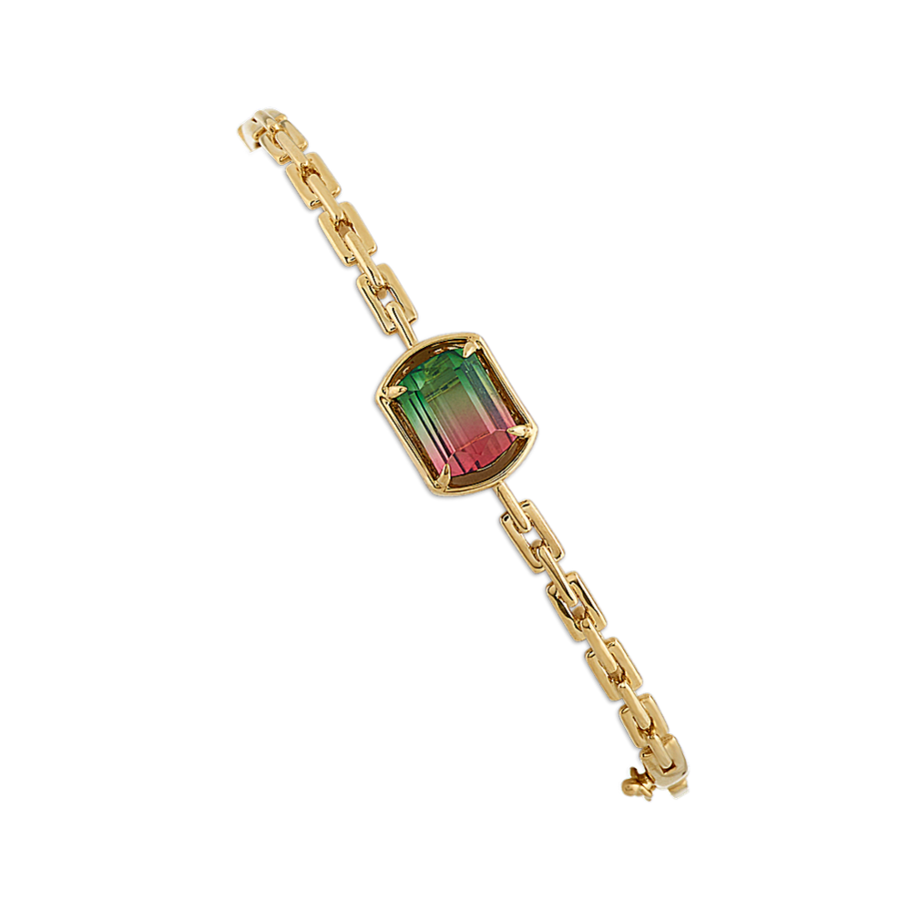 Watermelon Tourmaline Link Bracelet (7'')