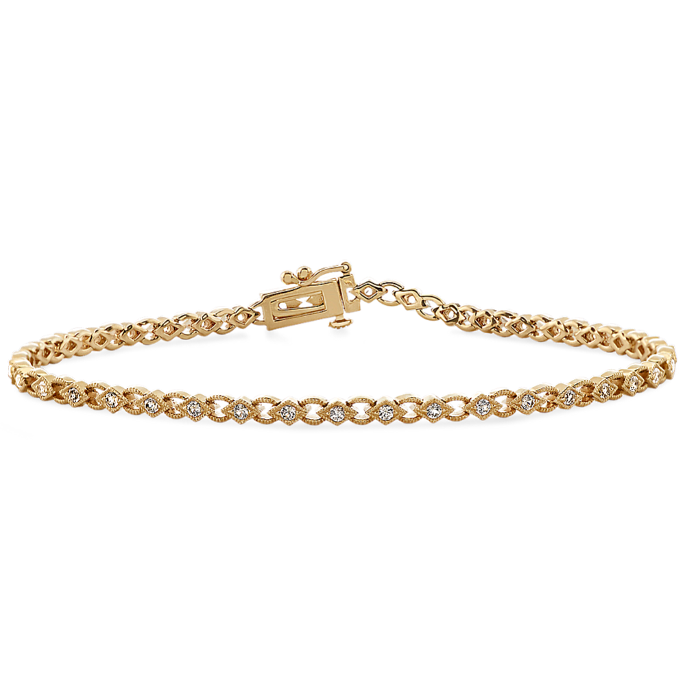 White Sapphire Bracelet in 14k Yellow Gold (7'')