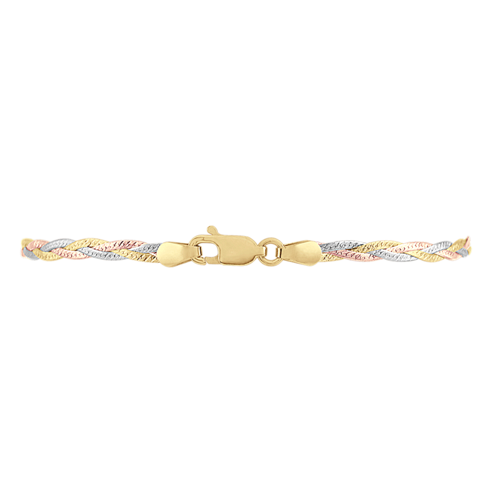 14K Tri-Tone Gold Woven Bracelet | Shane Co.