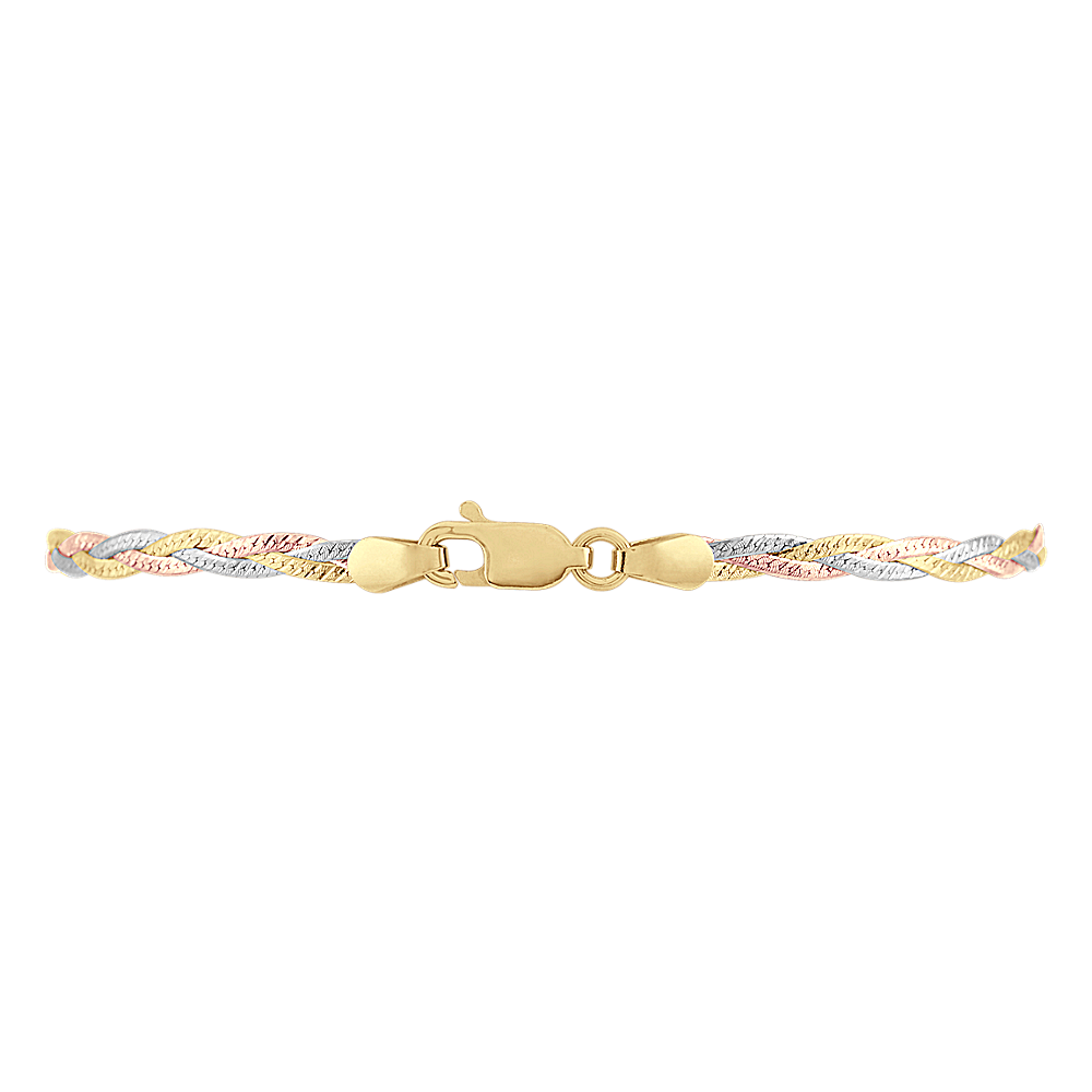 Woven Bracelet in 14k TriTone Gold (7.5 in) Shane Co.