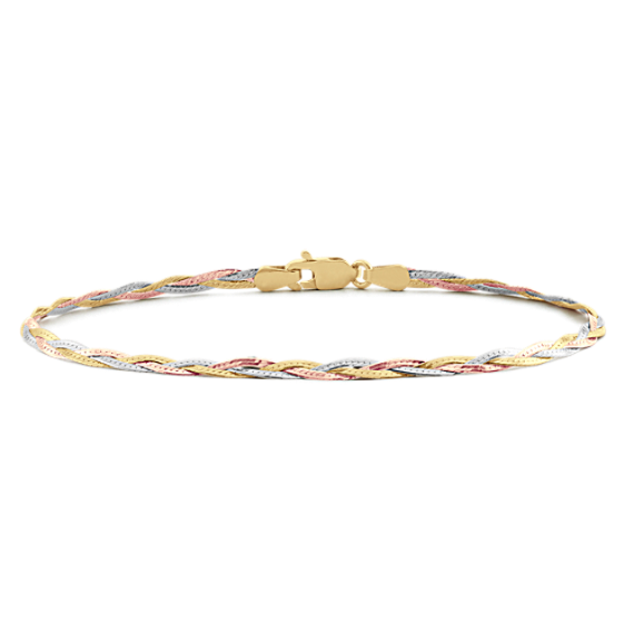 14K Tri-Tone Gold Woven Bracelet