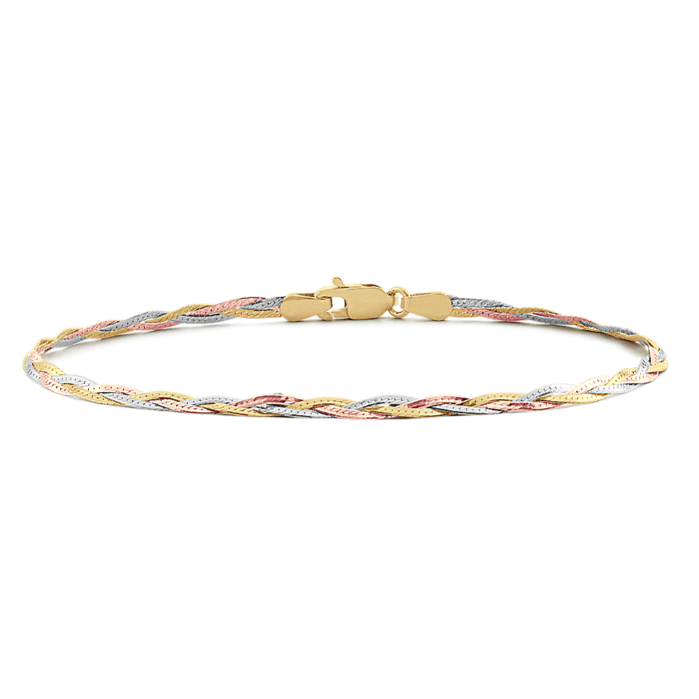 Woven Bracelet in 14k Tri-Tone Gold (7.5 in)