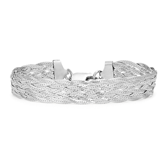 Sterling Silver Woven Herringbone Bracelet