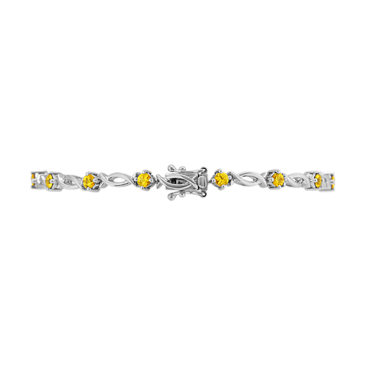 Yellow Natural Sapphire Bracelet in 14k White Gold (7.5 in.)
