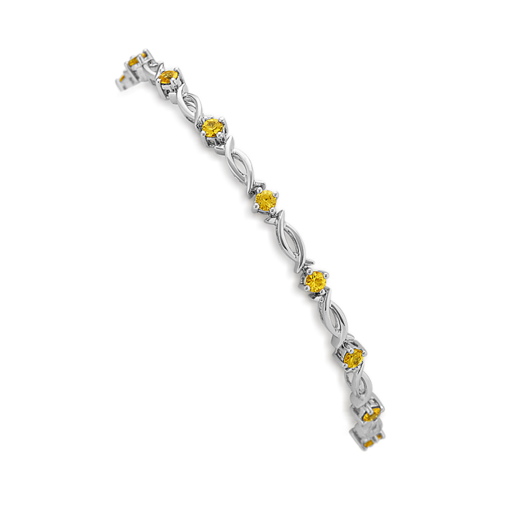 Yellow Sapphire Bracelet in 14k White Gold (7.5'')