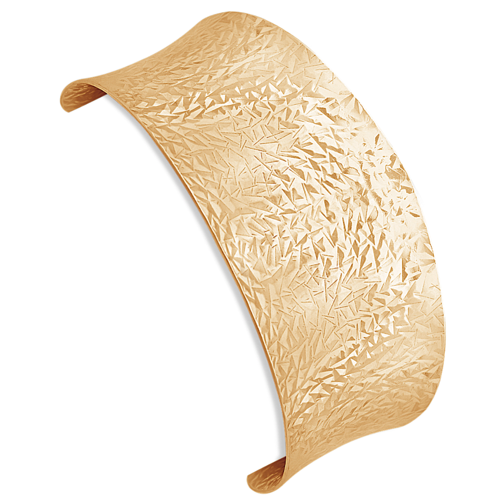 Yellow Sterling Silver Etched Cuff Bracelet (7'')