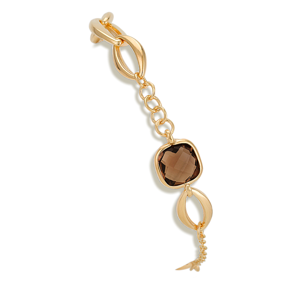 Yellow Sterling Silver and Smoky Quartz Bracelet (7.5'')