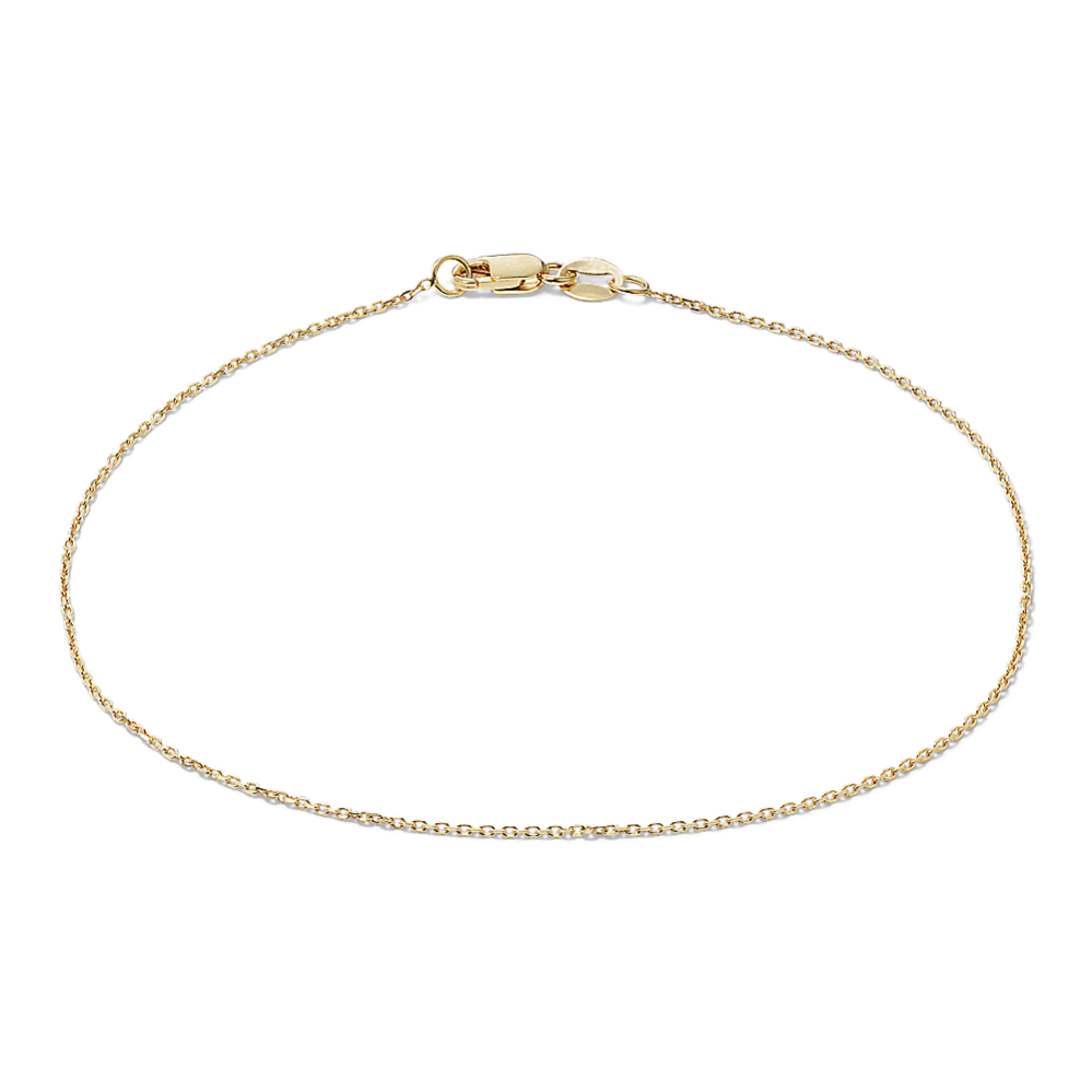 9'' 14K Gold Diamond Cut Cable Chain Anklet