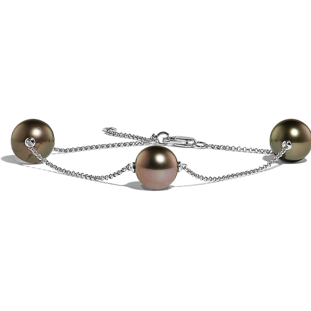 9mm Tahitian Pearl Bracelet in 14K White Gold (8 in)