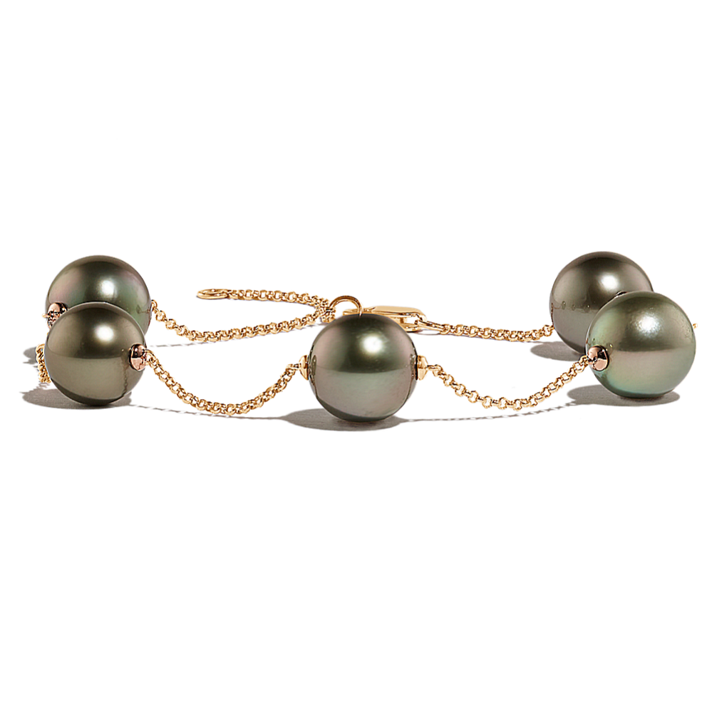 9mm Cultured Tahitian Pearl Station Bracelet