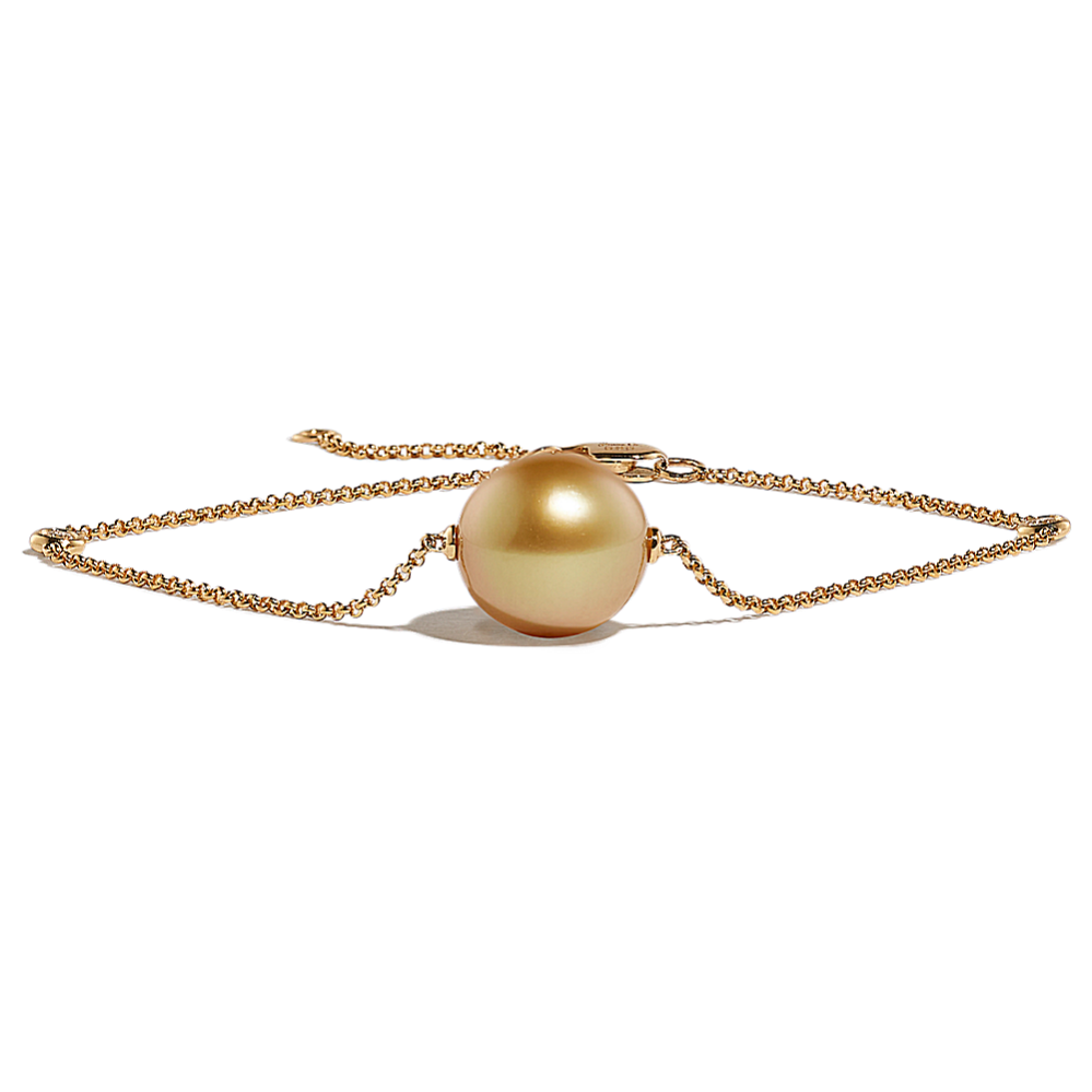 Clementine 9mm South Sea Pearl and Diamond Bracelet in 14K Yellow Gold (8 in)