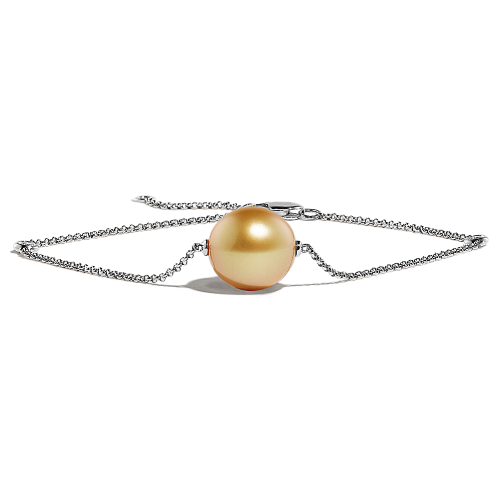 Clementine 9mm South Sea Pearl and Diamond Bracelet in 14K White Gold (8 in)