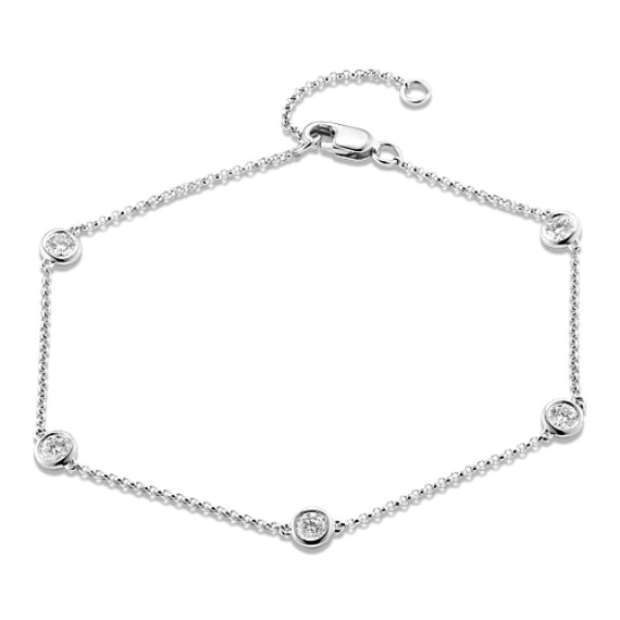 Shane Co. Bezel-Set 1/2 tcw Diamond Station Bracelet, White Gold