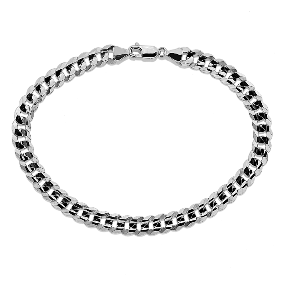 Curb Chain Bracelet in 14K White Gold (9 in)