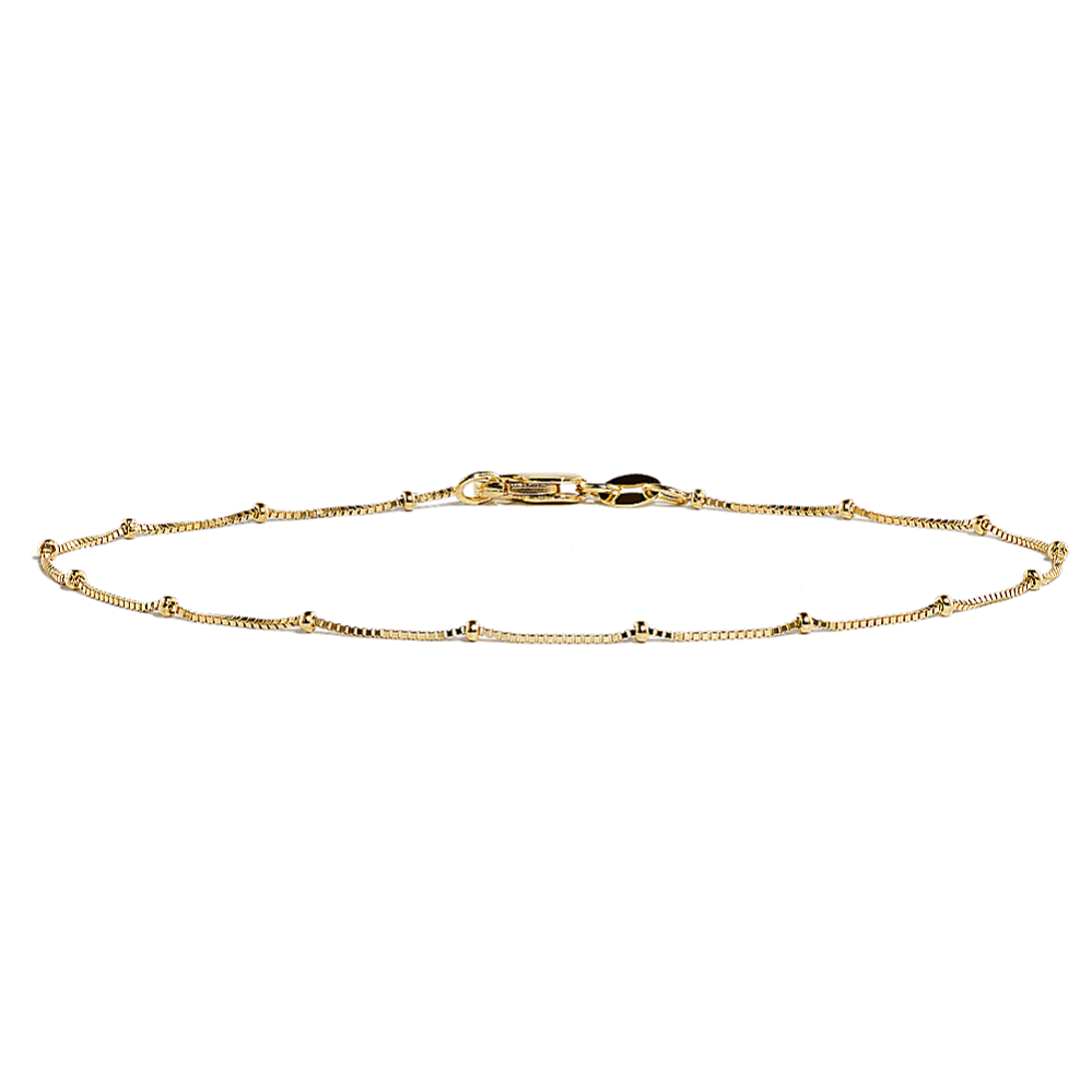 7.5'' 14K Yellow Gold Satellite Box Chain Bracelet