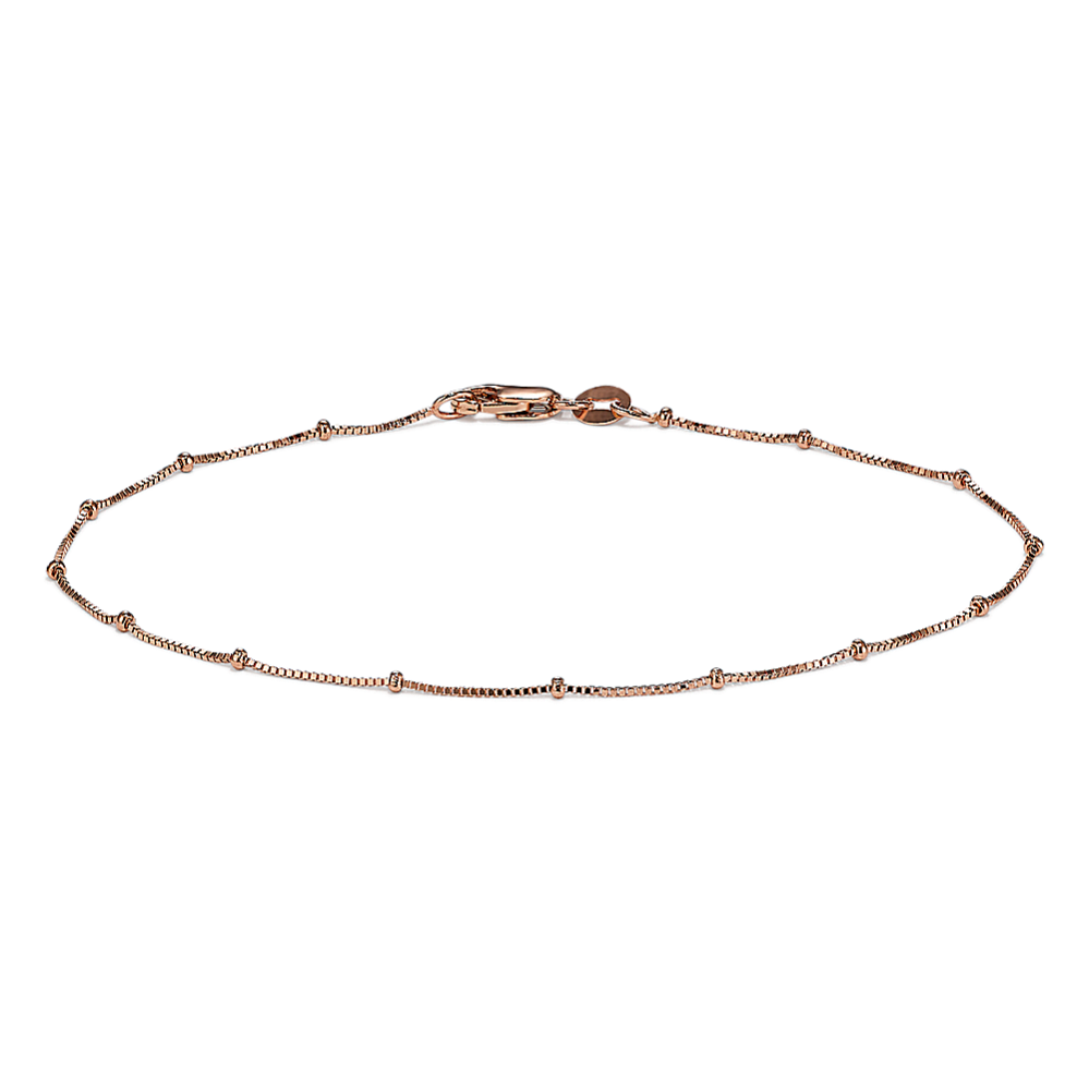 7.5'' 14K Rose Gold Satellite Box Chain Bracelet