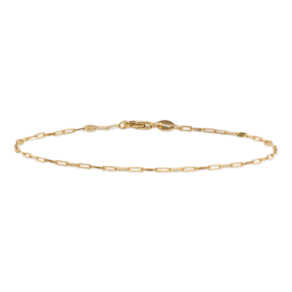 14K Yellow Gold Mirror Link Paperclip Bracelet