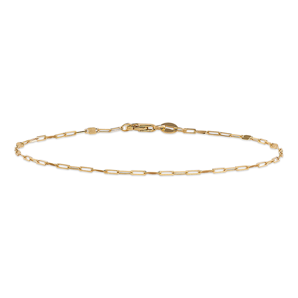 14K Yellow Gold Mirror Link Paperclip Bracelet