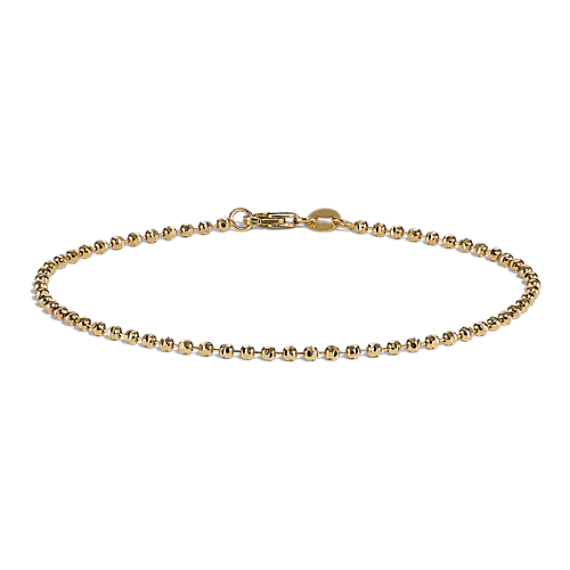 7.5'' 14K Gold Diamond-Cut Bead Chain Bracelet