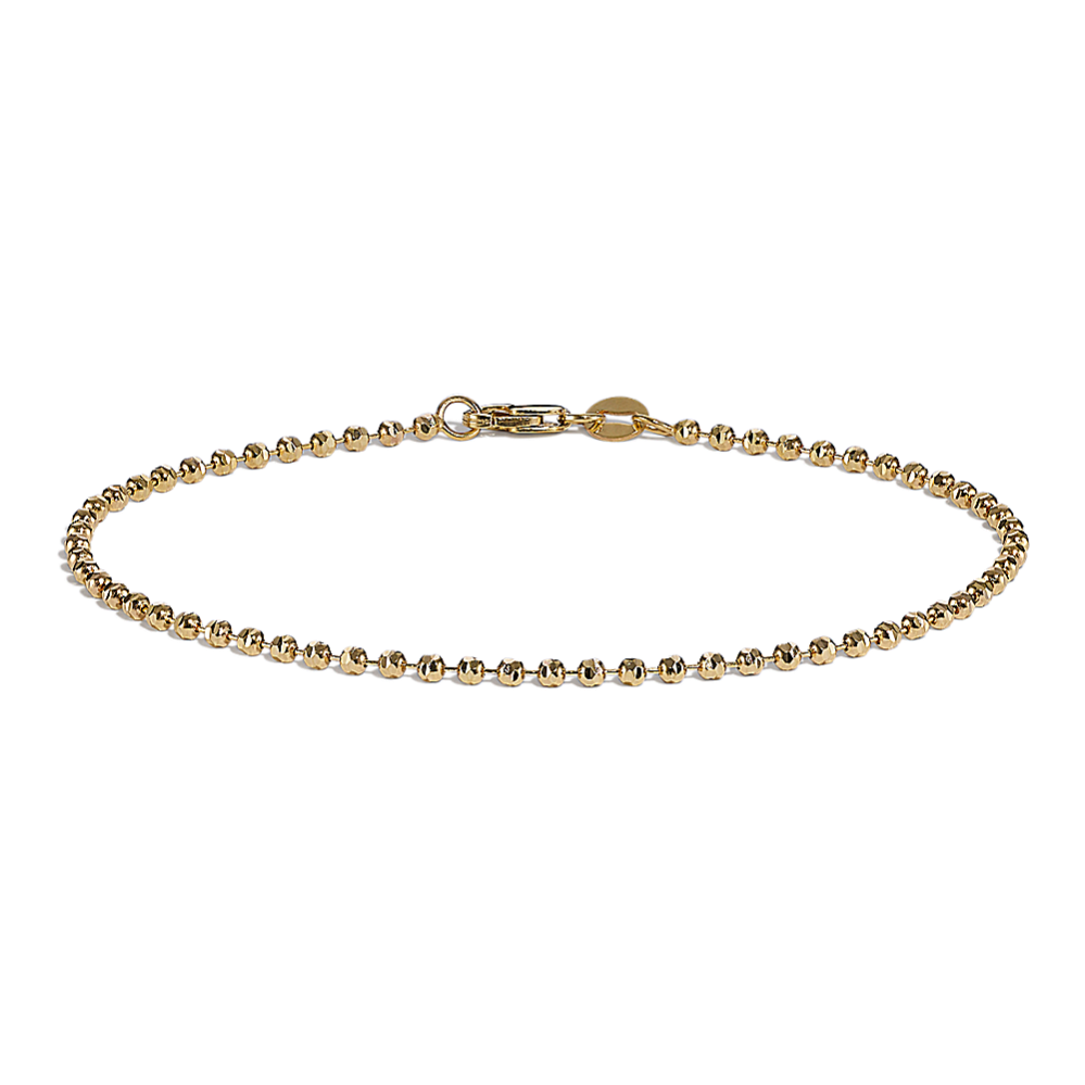 7.5'' 14K Gold Diamond-Cut Bead Chain Bracelet