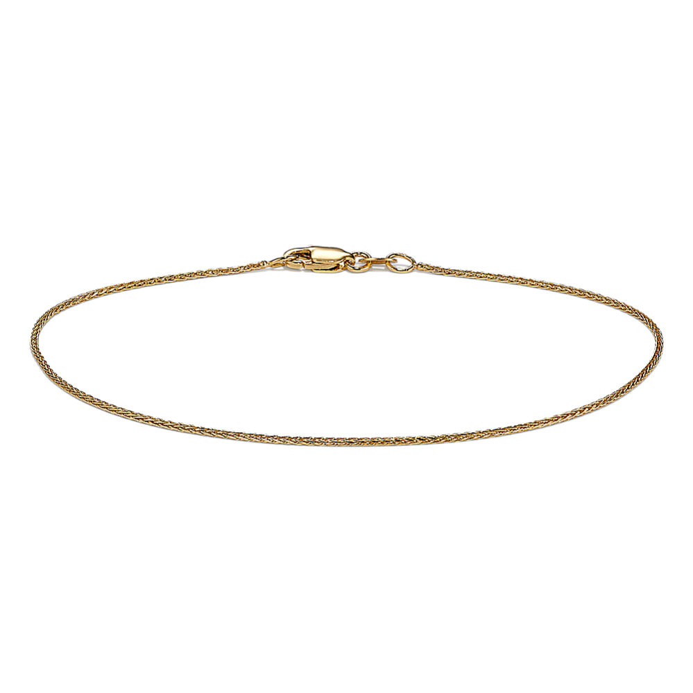 7.5'' 14K Gold Diamond-Cut Wheat Bracelet (1mm)