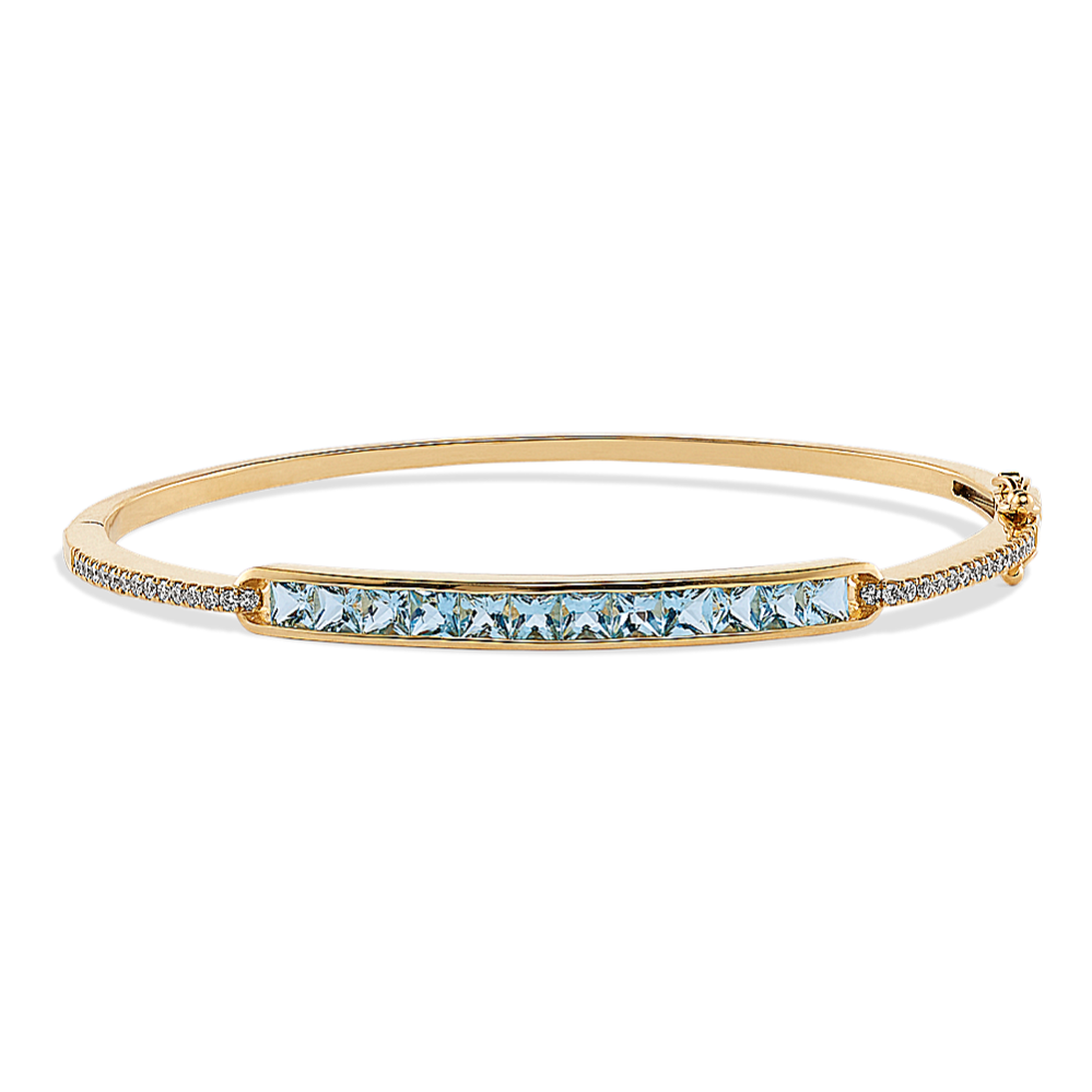 Rue Aquamarine & Diamond Bangle Bracelet