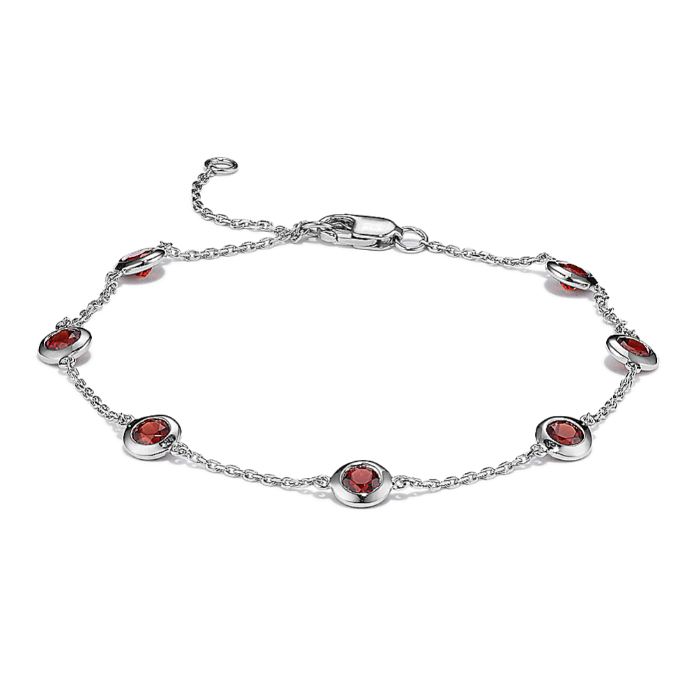 Mina Garnet Bracelet in Sterling Silver (8 in)