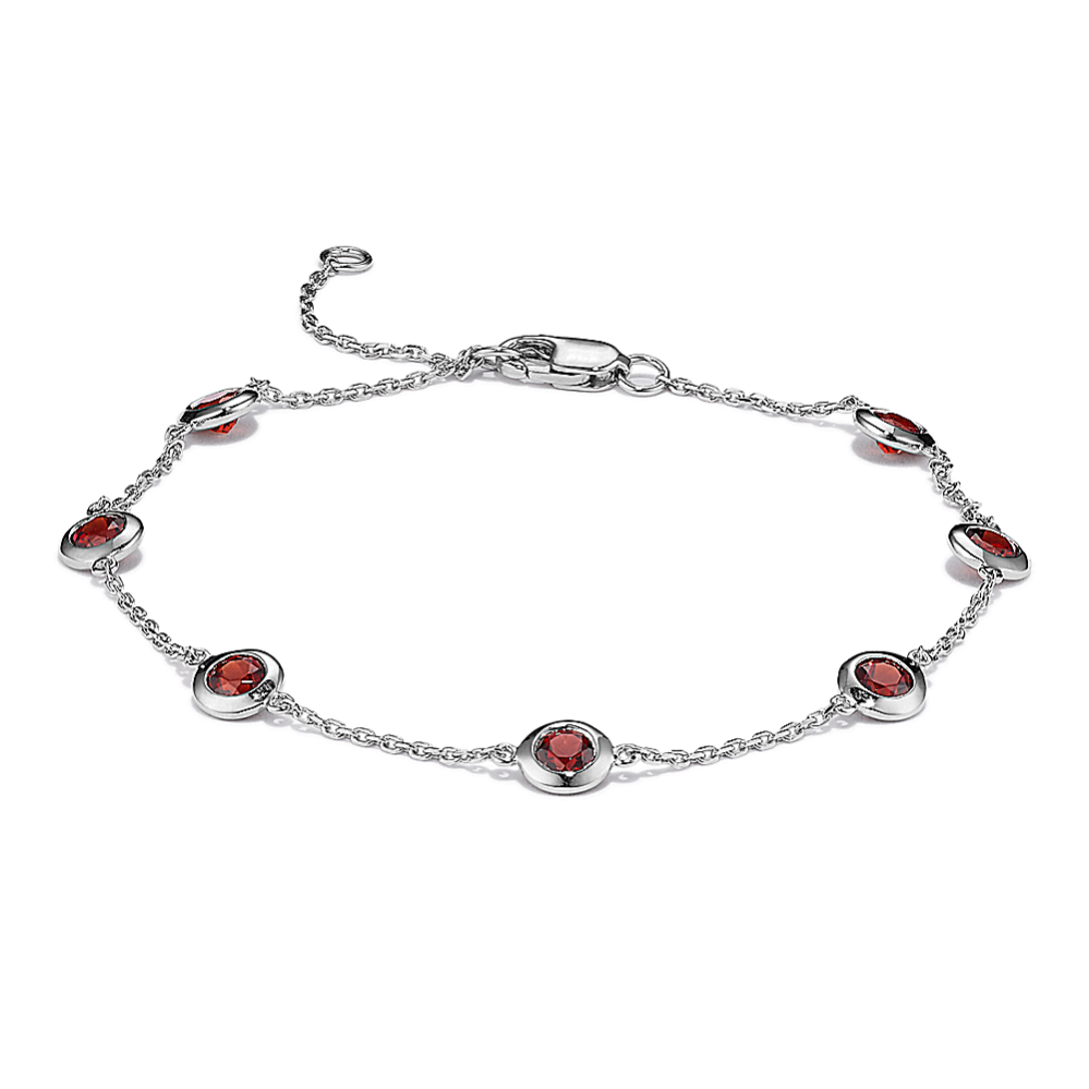 Mina Garnet Station Bracelet in Sterling Silver