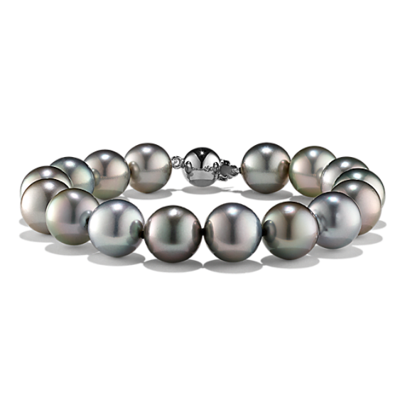 10mm Silver Cultured Tahitian Pearl Bracelet (7'')