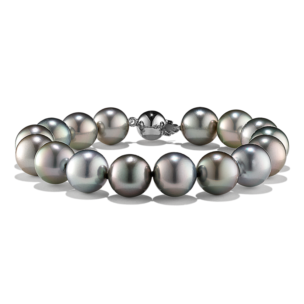 10mm Silver Cultured Tahitian Pearl Bracelet (7'')