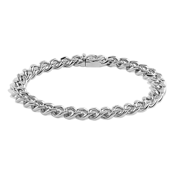 Diamond Curb Bracelet in Sterling Silver