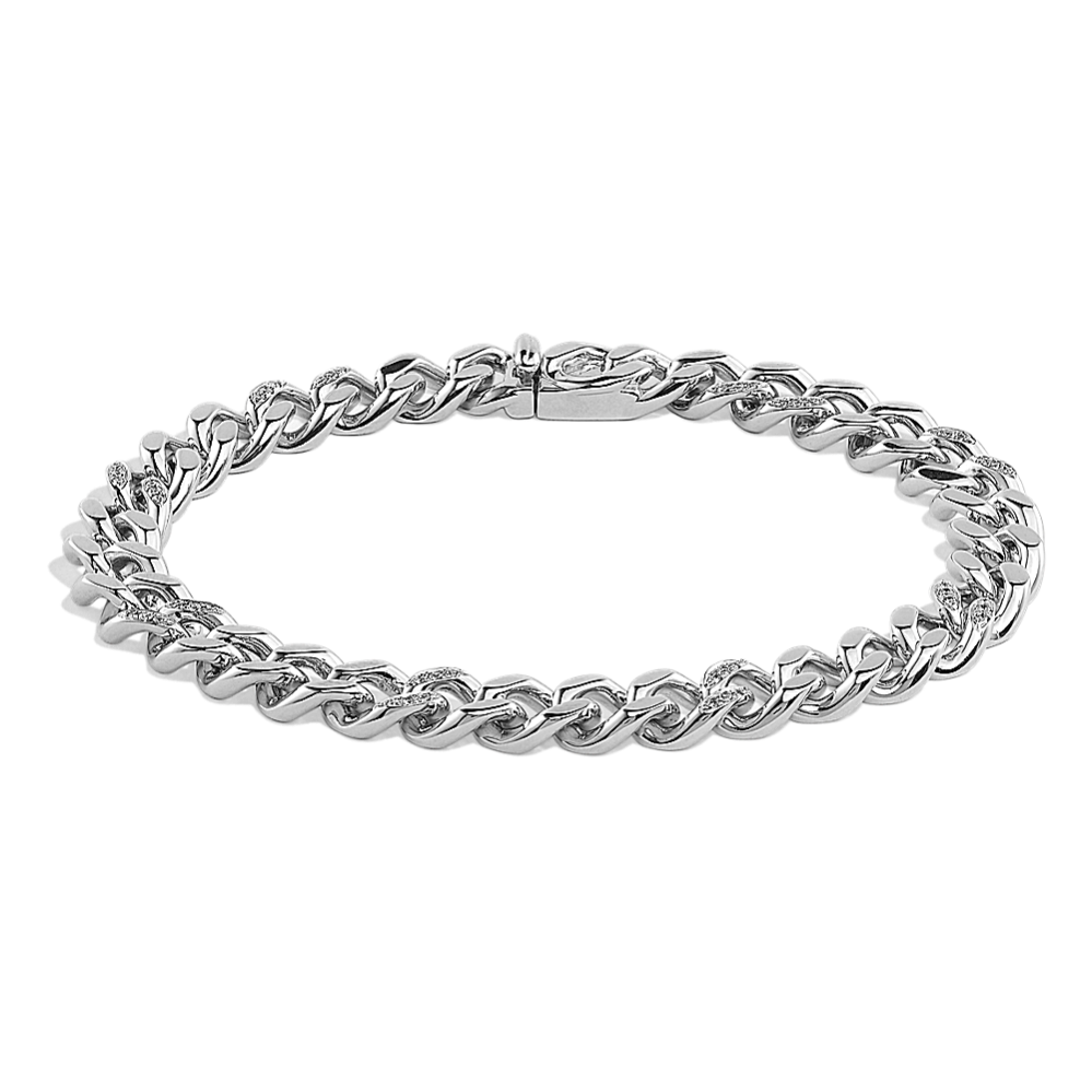 Breeze Diamond Curb Bracelet in Sterling Silver (7.5 in)