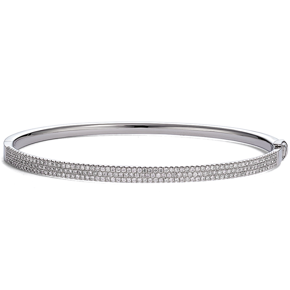 1 ct. 3-Row Diamond Bangle Bracelet (7 in)