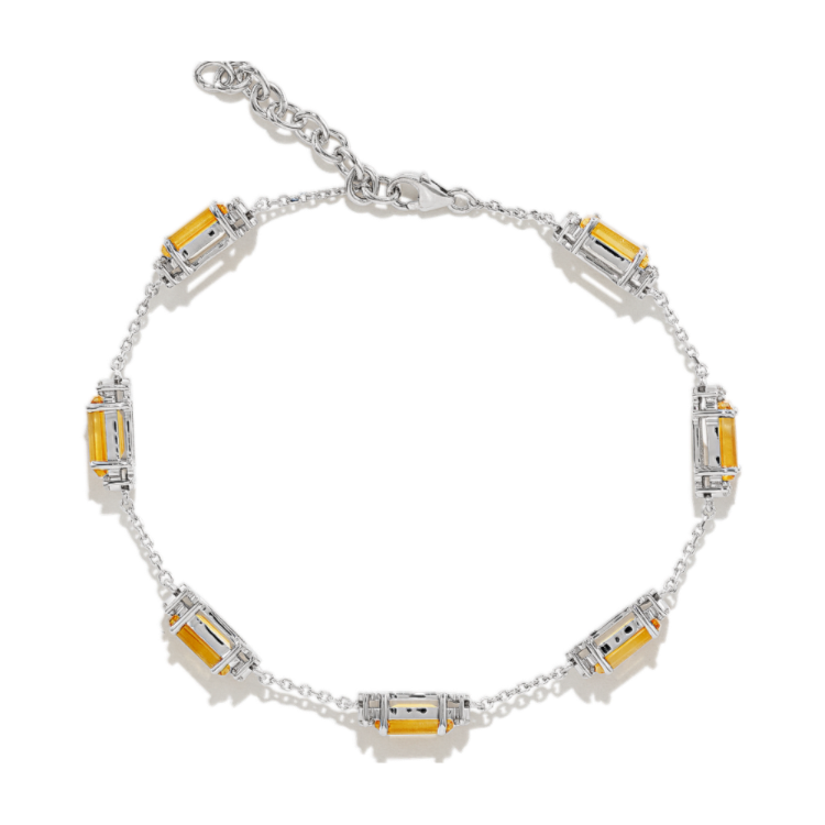 Raine Natural Citrine and Natural Diamond Bracelet in Sterling Silver (8 in)