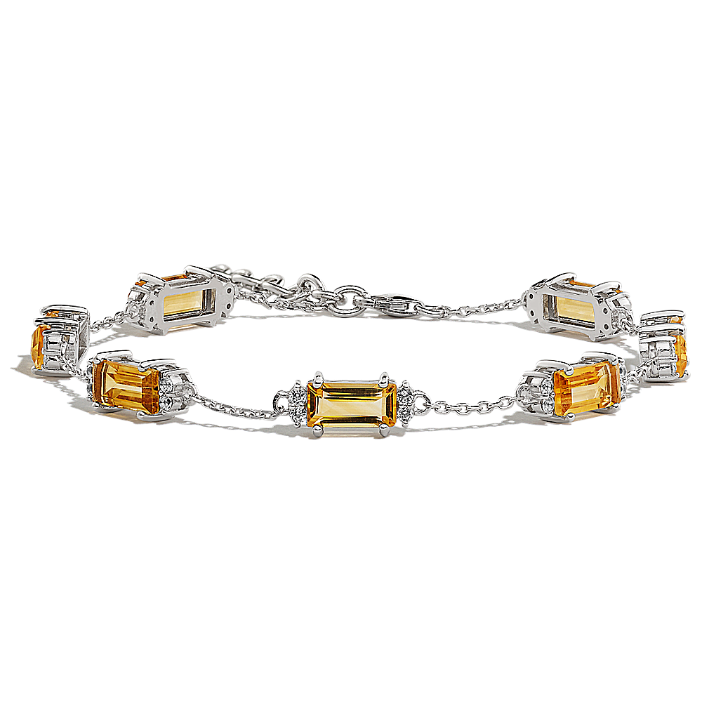 Raine Citrine and Diamond Bracelet in Sterling Silver (8 in)