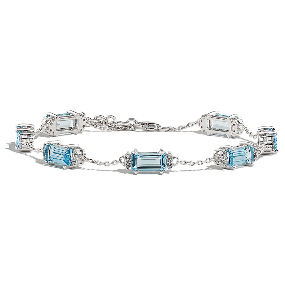 Raine Sky Blue Topaz and Diamond Bracelet in Sterling Silver (8 in)