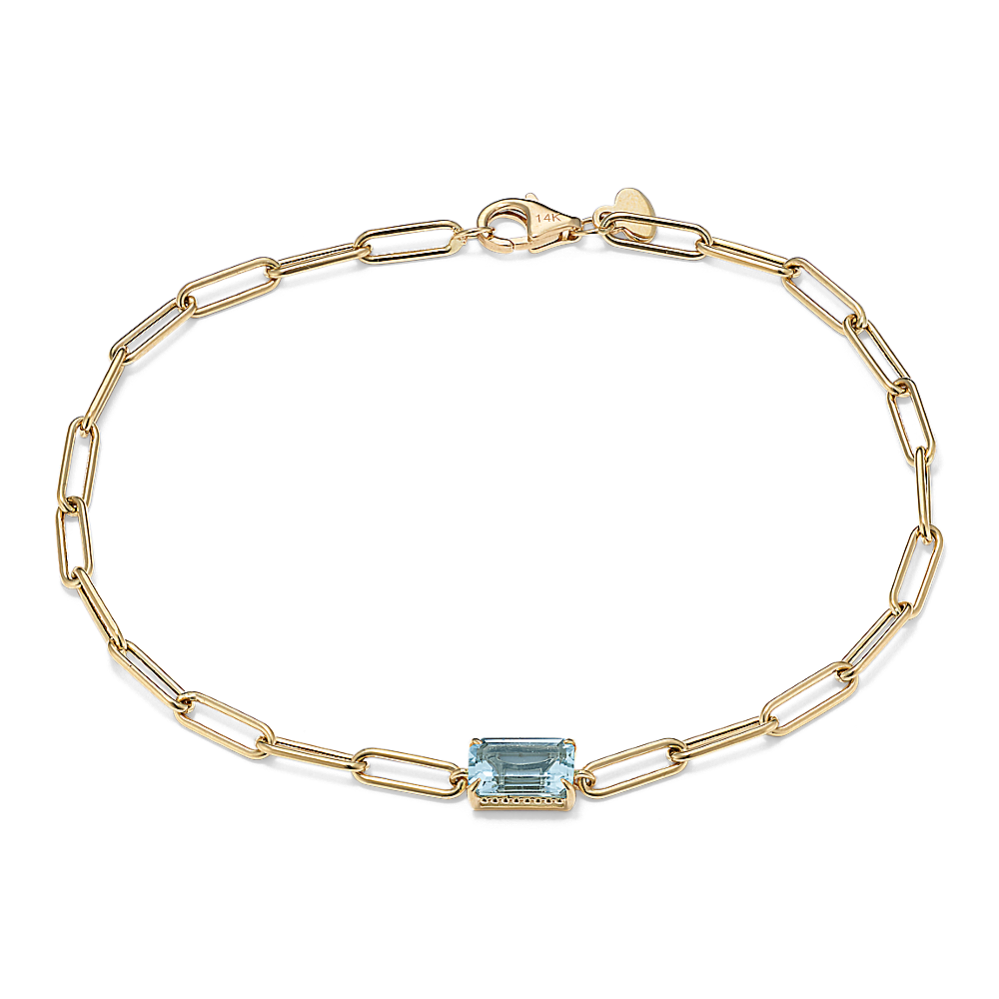 Sidra Aquamarine Paperclip Bracelet