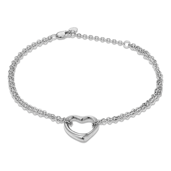 Floating Heart Bracelet in Sterling Silver