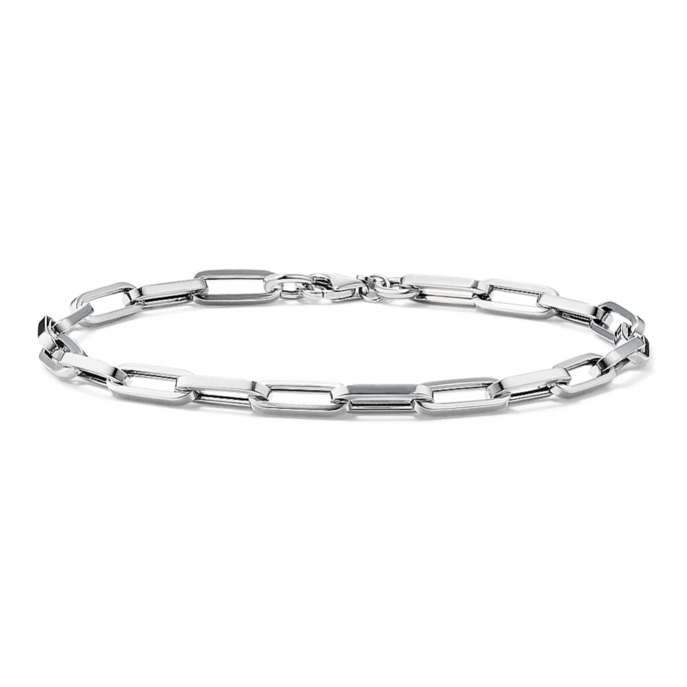 7.5'' 14K White Gold Paperclip Bracelet