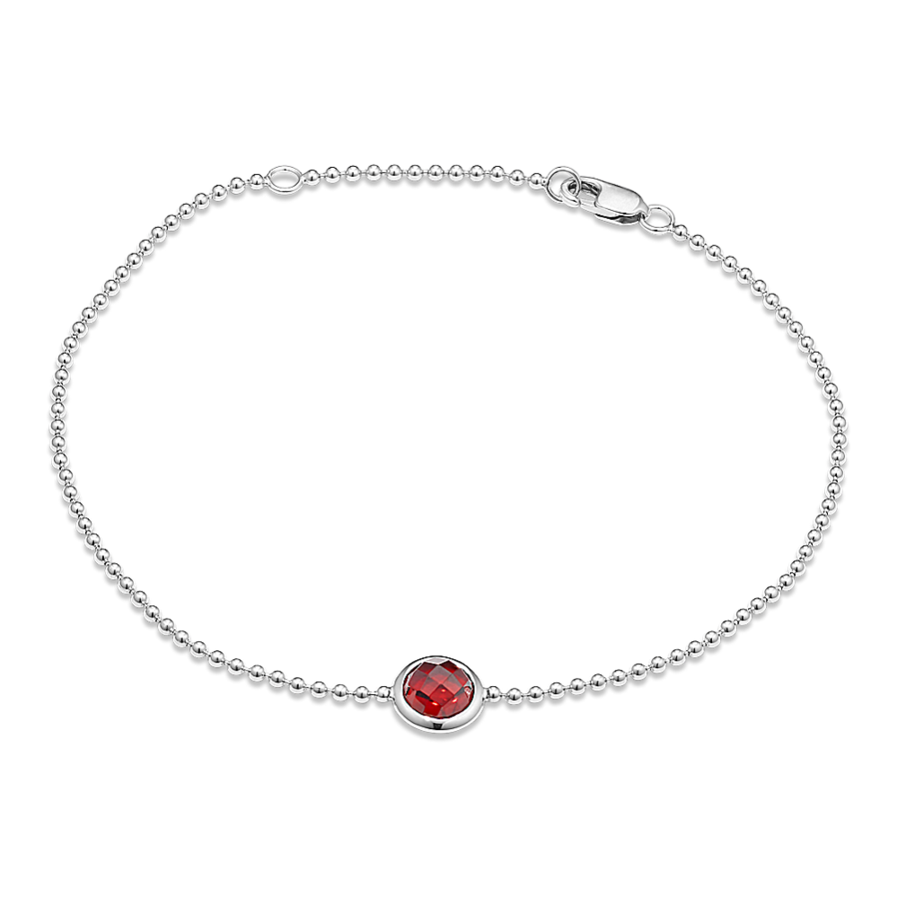 Bezel-Set Round Garnet Bracelet