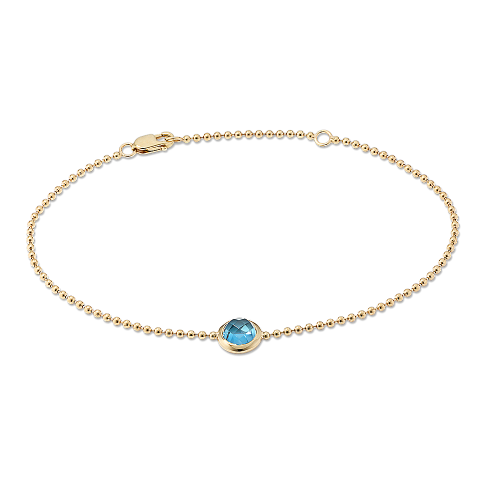 Bezel-Set Round Blue Topaz Bracelet