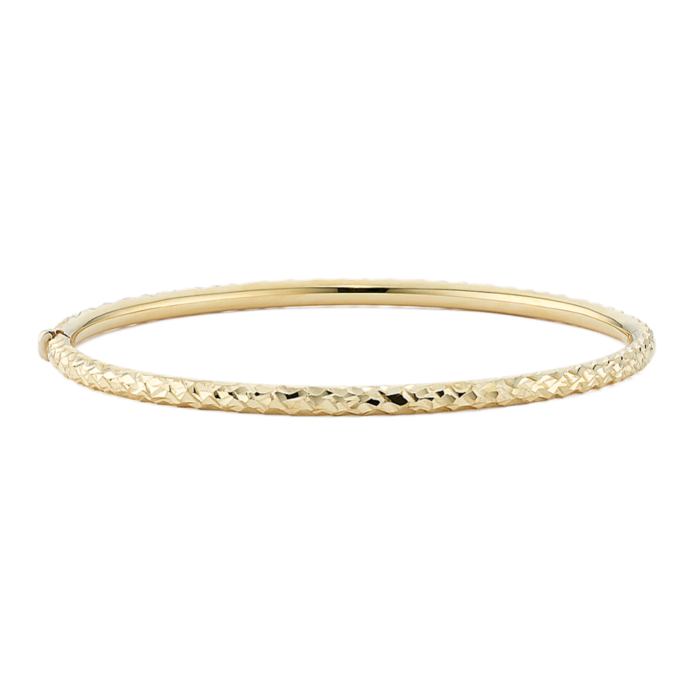 14K Yellow Gold Textured Bangle Bracelet | Shane Co.