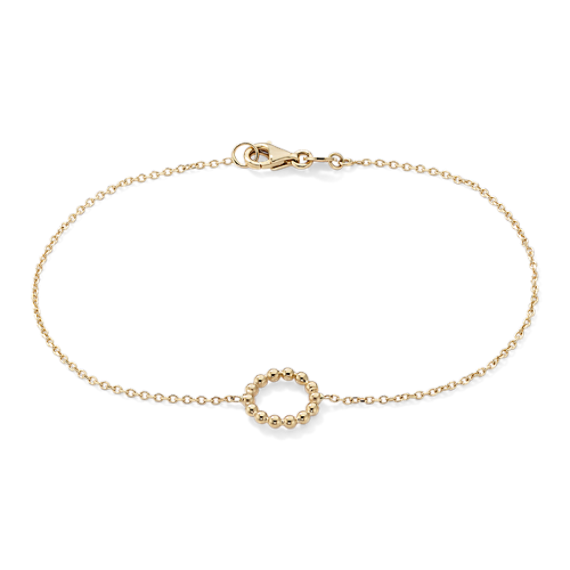 14K Yellow Gold Beaded Circle Bracelet
