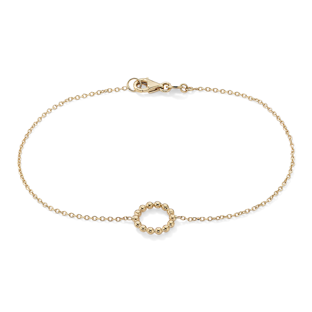 14K Yellow Gold Beaded Circle Bracelet