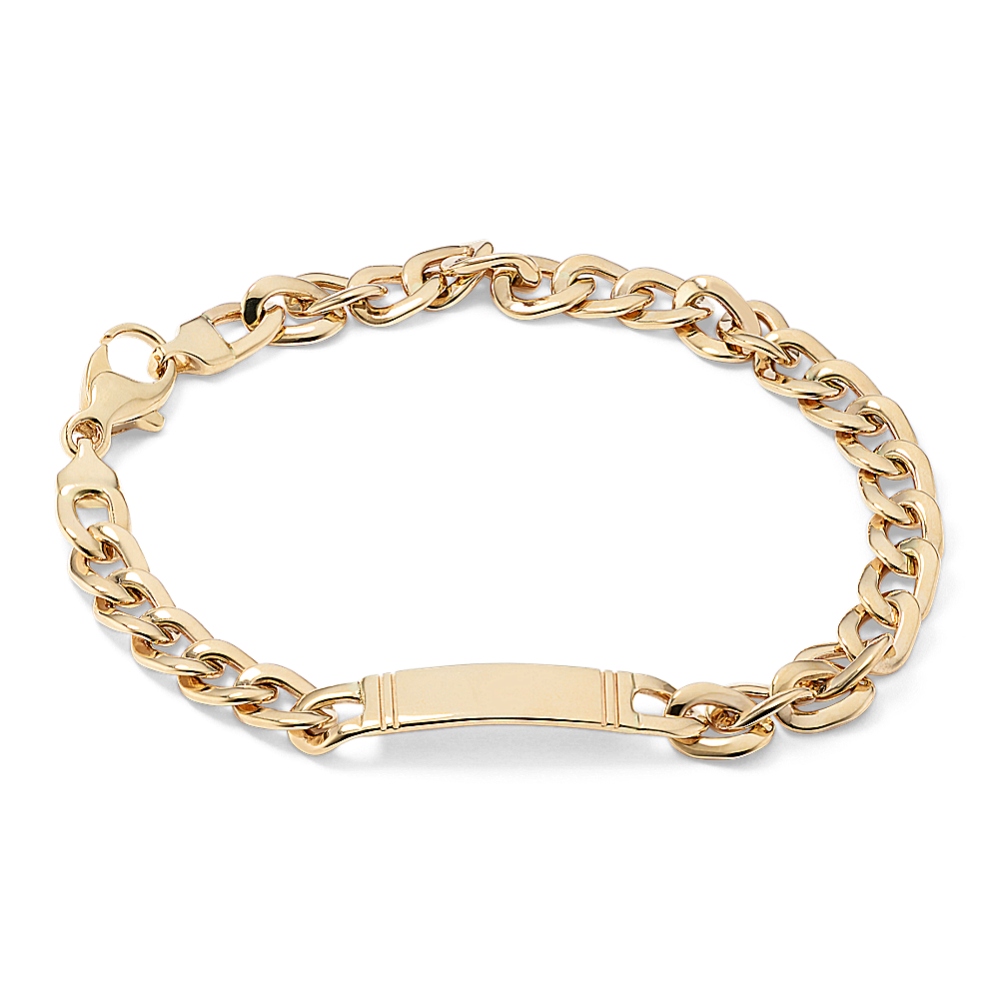14K Yellow Gold Engravable Curb Chain Bracelet