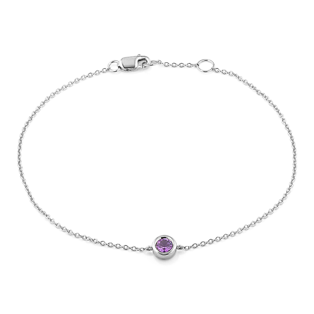 Bezel-Set Amethyst Bracelet - Sterling Silver